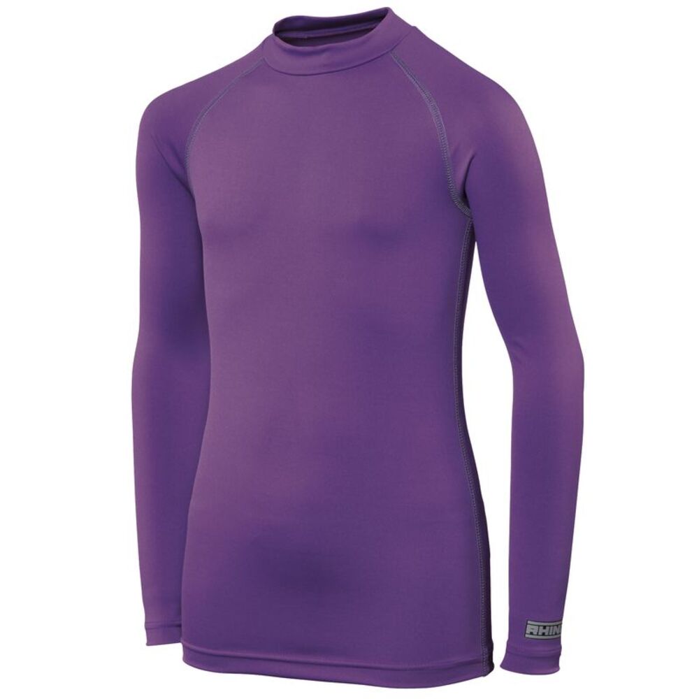 Rhino Childrens Big Boys Long Sleeve Thermal Underwear Base Layer Vest Top / Pur